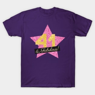 41st Birthday Gifts Women Fabulous - Pink Gold T-Shirt